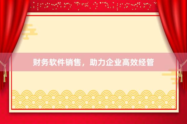 财务软件销售，助力企业高效经管