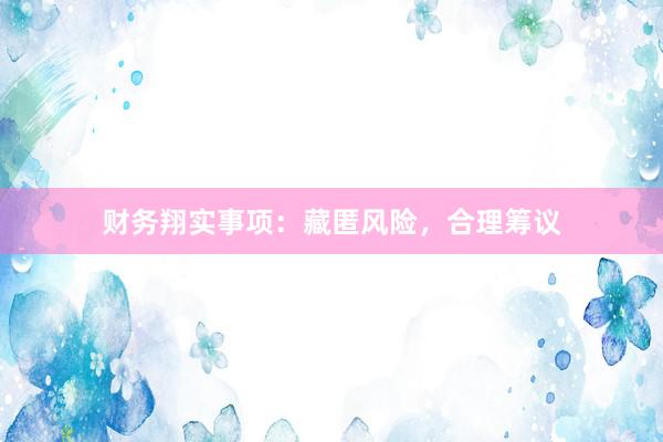 财务翔实事项：藏匿风险，合理筹议